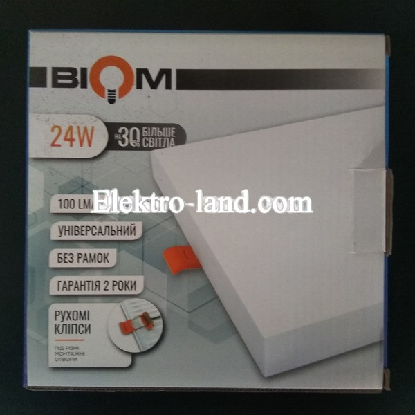 Светильник светодиодный  встраиваемый Biom UNI-S24W- 24Вт квадратный 5000К
